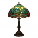 12 Inch European Stained Glass Dragonfly Style Table Lamp
