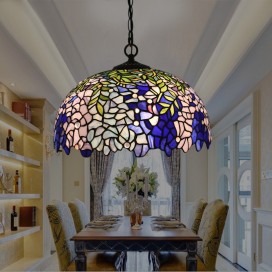 16 Inch European Stained Glass Wisteria Style Pendant Light