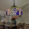 16 Inch European Stained Glass Wisteria Style Pendant Light