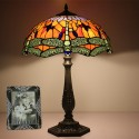 16 Inch European Stained Glass Dragonfly Style Table Lamp